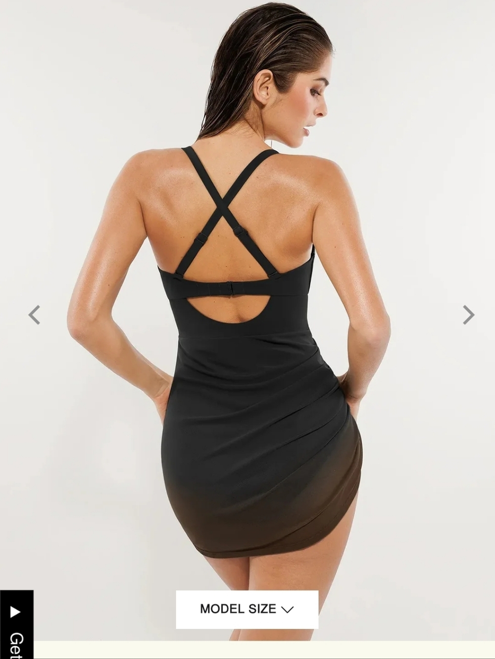 Popilush Sculpting Curve Mesh Skirt Dress One-Piece Swimsuit Black NWT - Picture 3 of 5